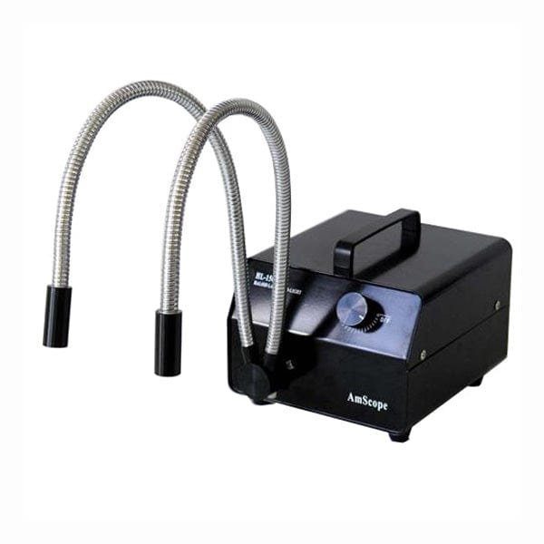 Amscope 150W Dual Gooseneck Fiber-Optic Illuminator (Black) HL150-BY